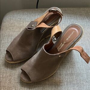 Andre Assous Brown Suede Open-Toe Espadrille Wedge Sandals